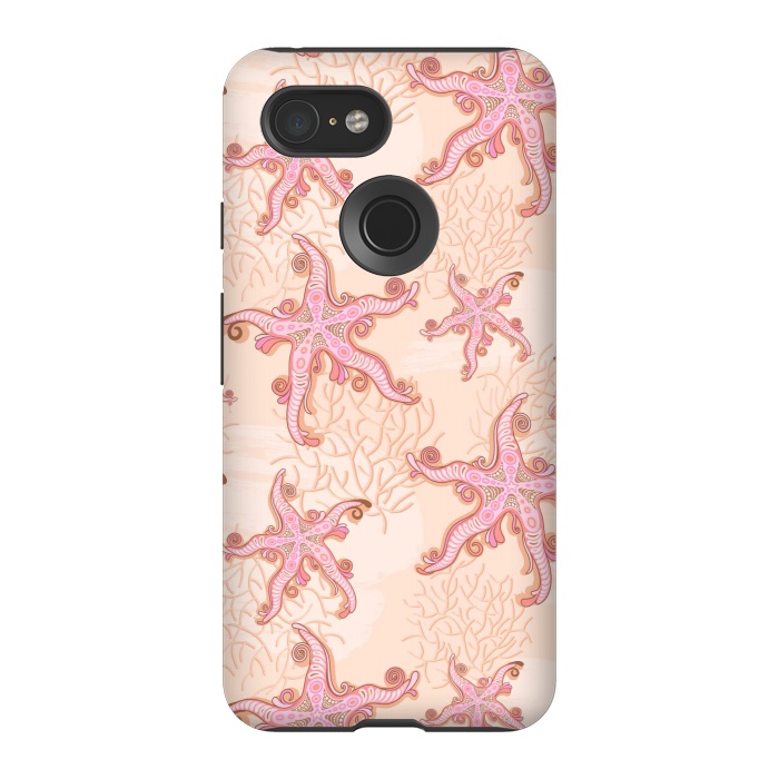 Pixel 3 StrongFit Starfish and Coral Pink Pastel by BluedarkArt
