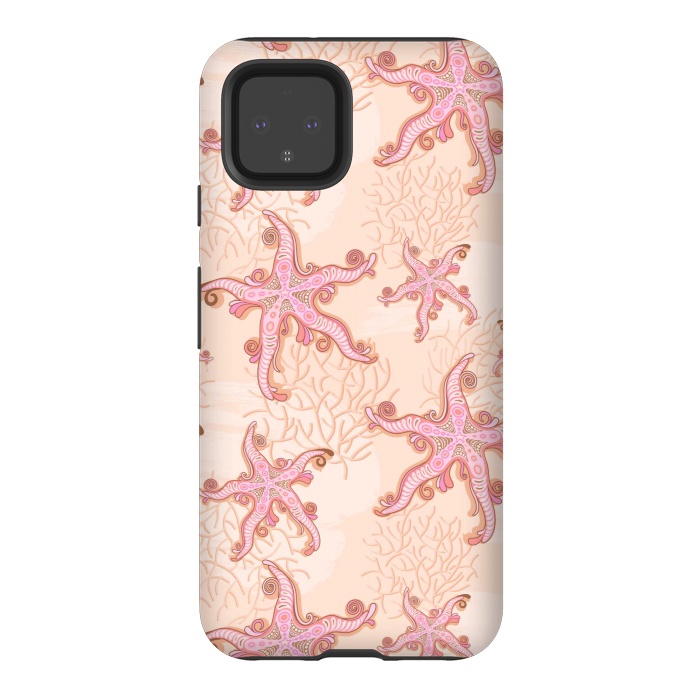 Pixel 4 StrongFit Starfish and Coral Pink Pastel by BluedarkArt