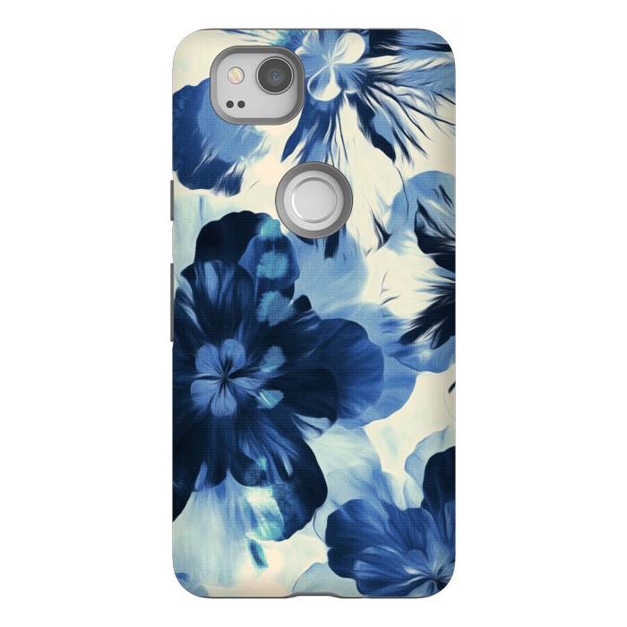 Pixel 2 StrongFit Shibori Inspired Indigo Floral by Micklyn Le Feuvre