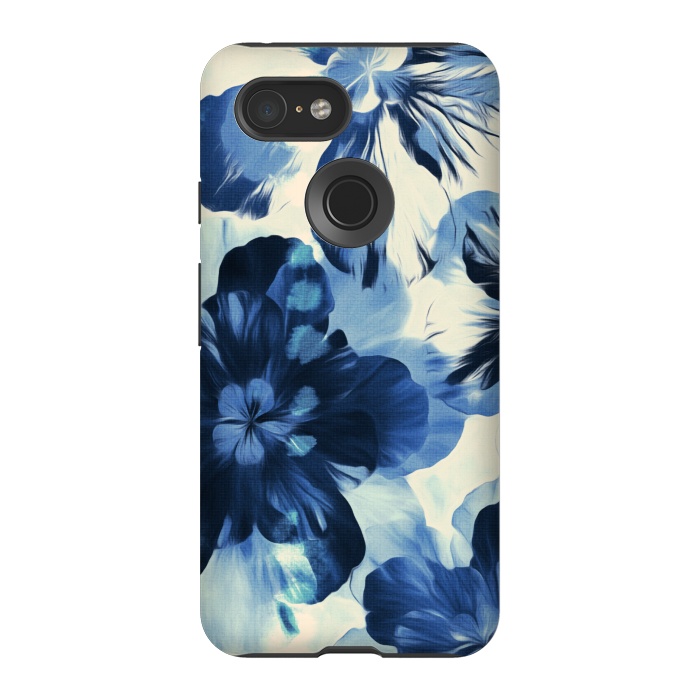 Pixel 3 StrongFit Shibori Inspired Indigo Floral by Micklyn Le Feuvre