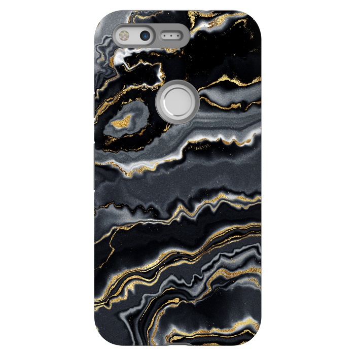 Pixel StrongFit Faux Gold Black Gray Trendy Agate by  Utart