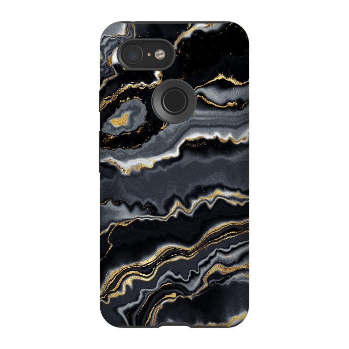 Pixel 3 StrongFit Faux Gold Black Gray Trendy Agate by  Utart