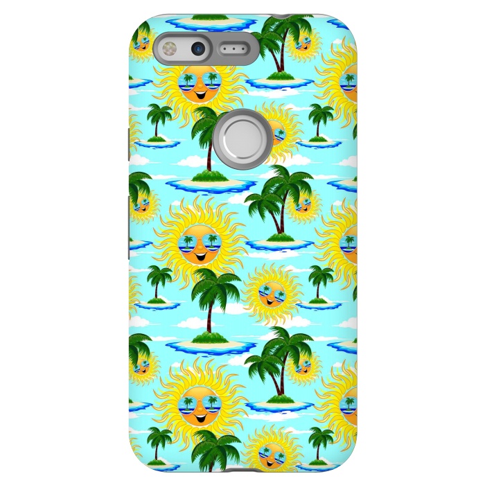 Pixel StrongFit Happy Summer Sun on Tropical Island by BluedarkArt