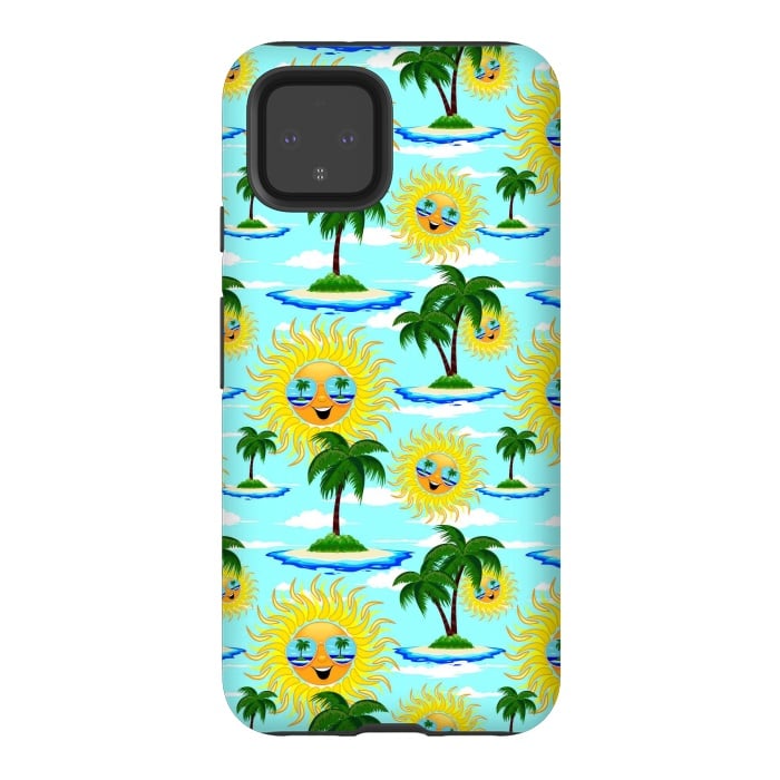 Pixel 4 StrongFit Happy Summer Sun on Tropical Island by BluedarkArt