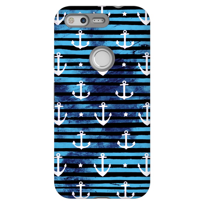 Pixel StrongFit Nautical anchors and stripes pattern by Oana 