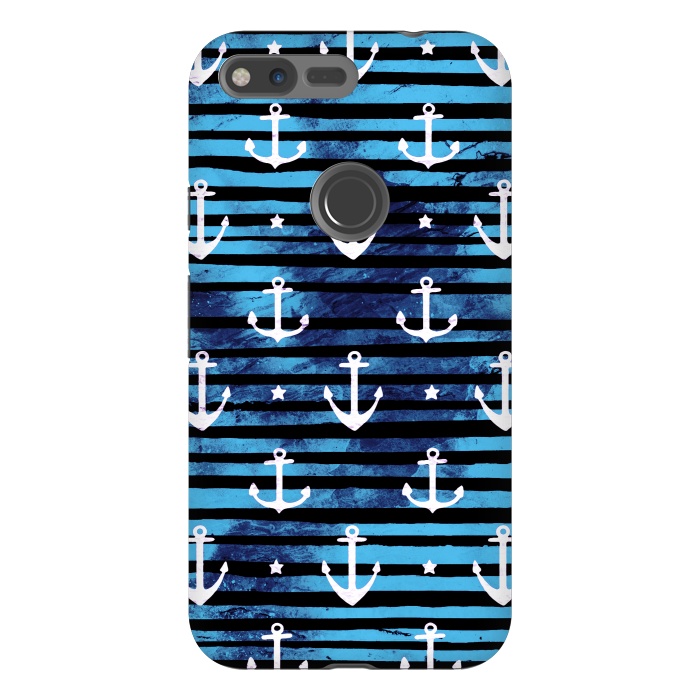 Pixel XL StrongFit Nautical anchors and stripes pattern by Oana 