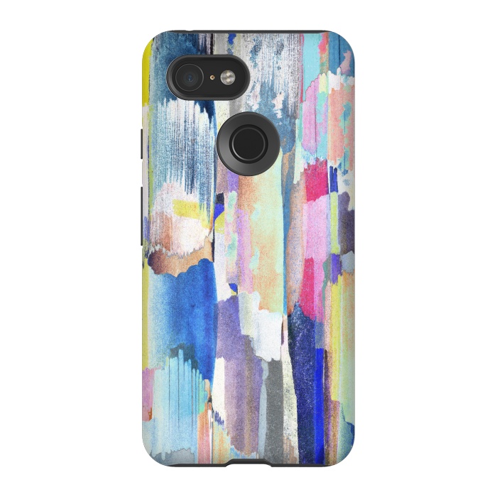 Pixel 3 StrongFit Colorful paint brushstrokes by Oana 