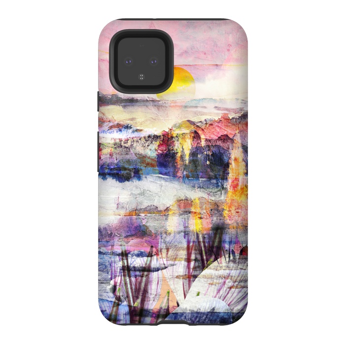 Pixel 4 StrongFit Colorful painted sunset landscape by Oana 