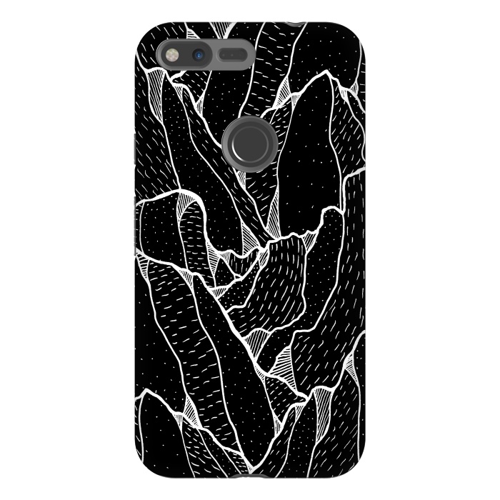 Pixel XL StrongFit Black and white pattern hills by Steve Wade (Swade)