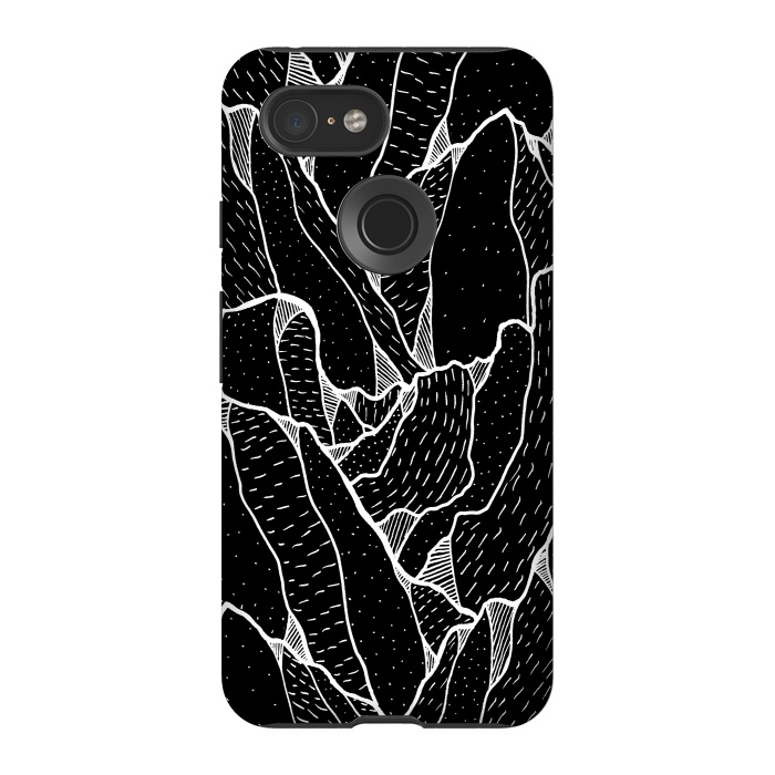 Pixel 3 StrongFit Black and white pattern hills by Steve Wade (Swade)