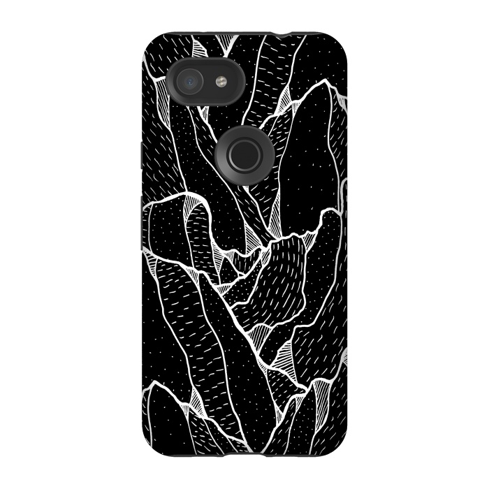 Pixel 3A StrongFit Black and white pattern hills by Steve Wade (Swade)