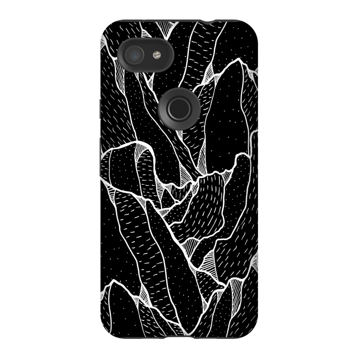 Pixel 3AXL StrongFit Black and white pattern hills by Steve Wade (Swade)
