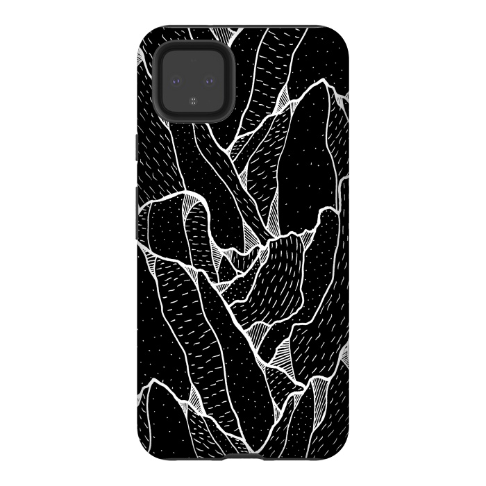 Pixel 4XL StrongFit Black and white pattern hills by Steve Wade (Swade)