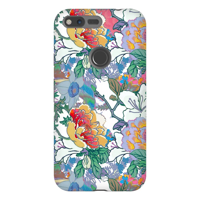 Pixel XL StrongFit Colorful line art flowers pattern by Oana 
