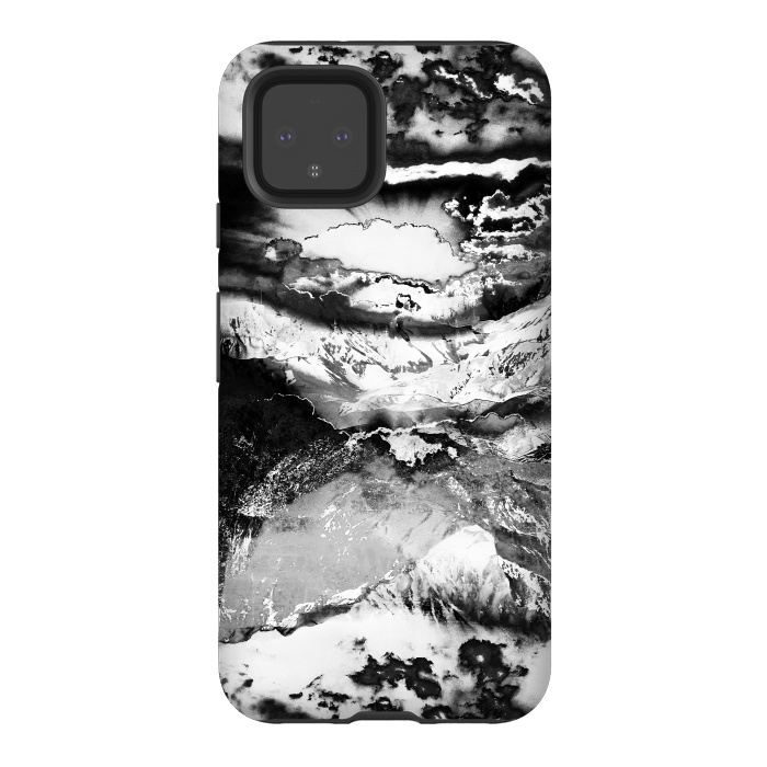 Pixel 4 StrongFit Black and white mountain landscape at dawn  by Oana 