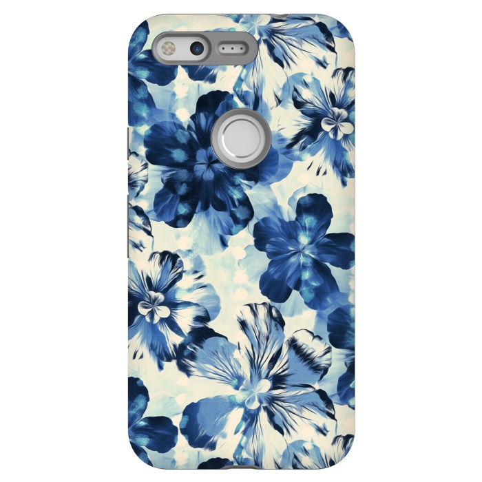 Pixel StrongFit Indigo Blue Floral by Micklyn Le Feuvre
