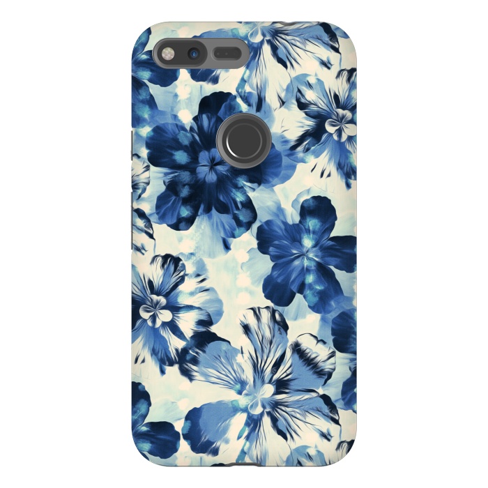 Pixel XL StrongFit Indigo Blue Floral by Micklyn Le Feuvre