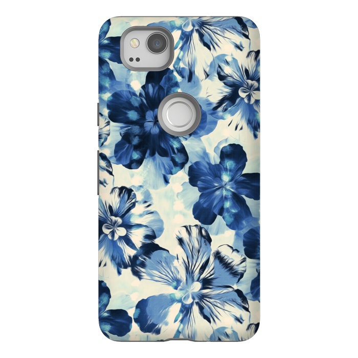 Pixel 2 StrongFit Indigo Blue Floral by Micklyn Le Feuvre