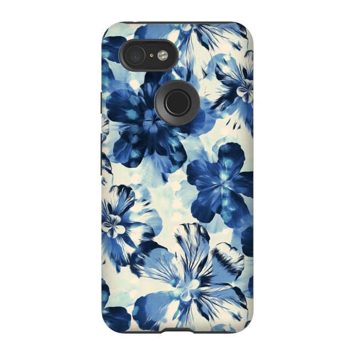 Pixel 3 StrongFit Indigo Blue Floral by Micklyn Le Feuvre