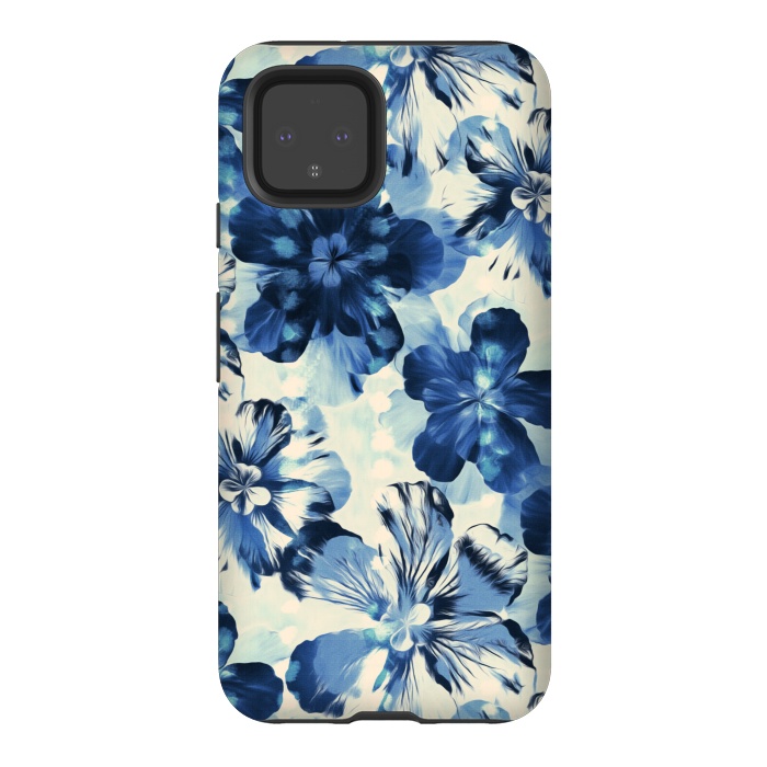 Pixel 4 StrongFit Indigo Blue Floral by Micklyn Le Feuvre