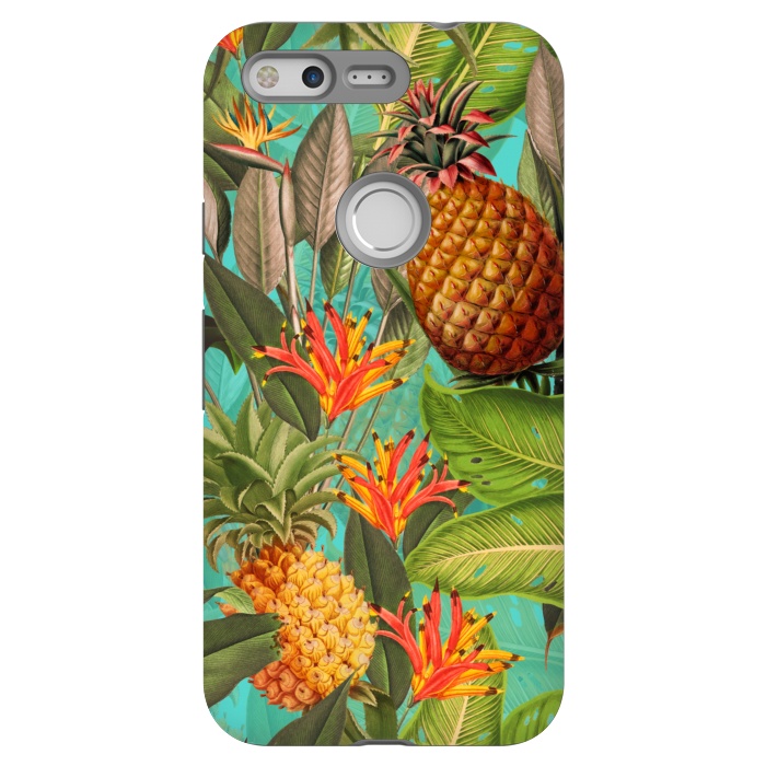 Pixel StrongFit Teal Pineapple Jungle Garden by  Utart