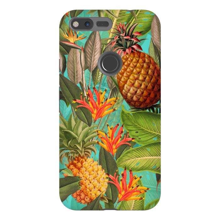 Pixel XL StrongFit Teal Pineapple Jungle Garden by  Utart