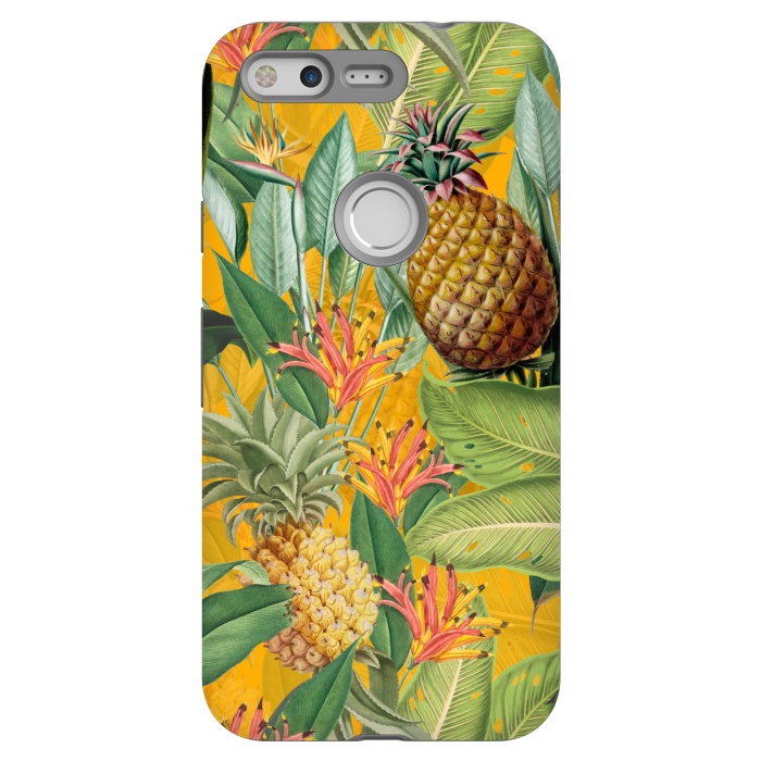 Pixel StrongFit Yellow Tropical Pinapple Jungle Garden by  Utart