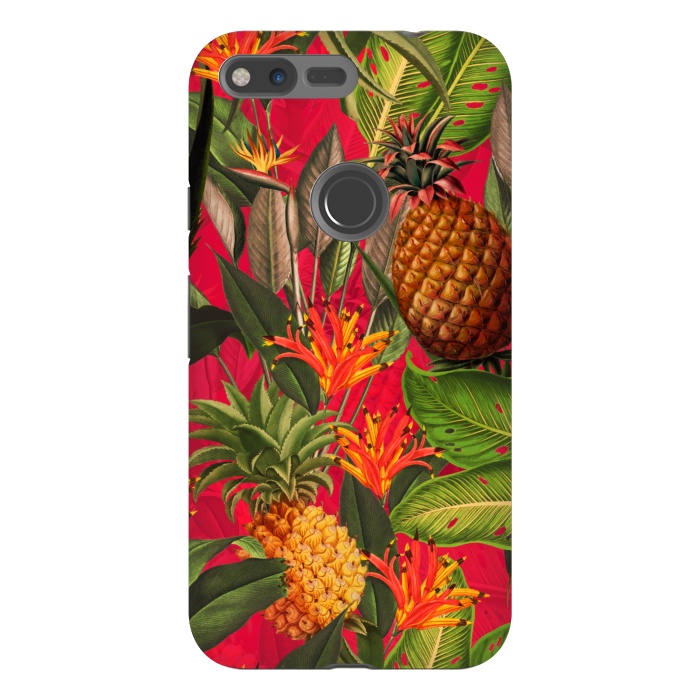 Pixel XL StrongFit Red Tropical Pineapple Jungle Garden by  Utart