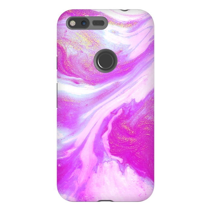 Pixel XL StrongFit Pink and Gold Shimmer Abstract by Ashley Camille