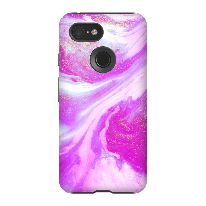 Pixel 3 StrongFit Pink and Gold Shimmer Abstract by Ashley Camille