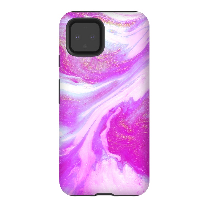 Pixel 4 StrongFit Pink and Gold Shimmer Abstract by Ashley Camille