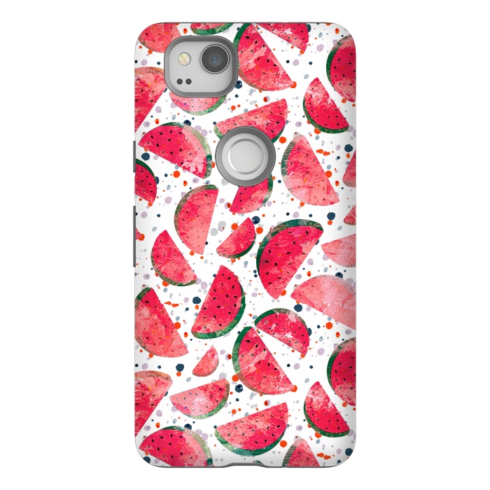 Pixel 2 StrongFit Splattered watermelons playful pattern by Oana 