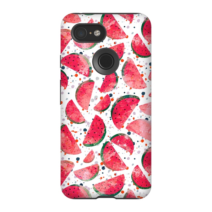 Pixel 3 StrongFit Splattered watermelons playful pattern by Oana 