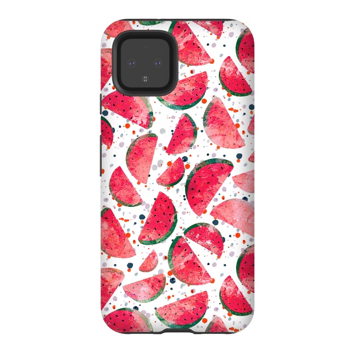 Pixel 4 StrongFit Splattered watermelons playful pattern by Oana 