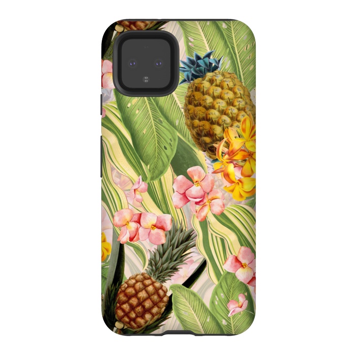 Pixel 4 StrongFit Gold and pink Banana and Pinapple Jungle Garden by  Utart