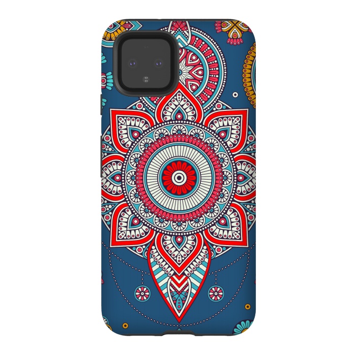 Pixel 4 StrongFit Blue Mandala Of The Indians  by ArtsCase