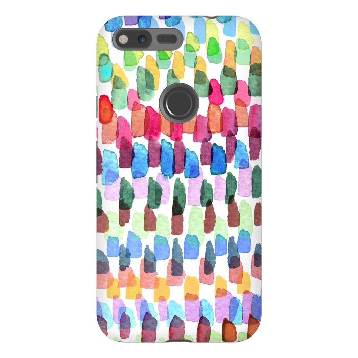 Pixel XL StrongFit Colorful Brushstrokes Stains  by Ninola Design