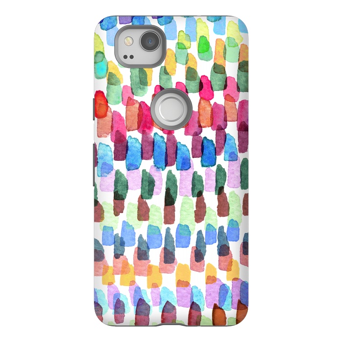 Pixel 2 StrongFit Colorful Brushstrokes Stains  by Ninola Design
