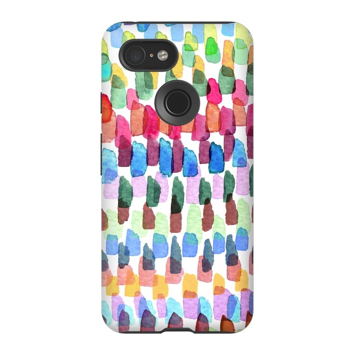 Pixel 3 StrongFit Colorful Brushstrokes Stains  by Ninola Design