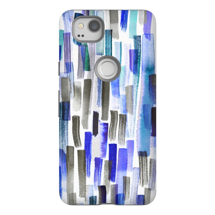 Pixel 2 StrongFit Colorful Brushstrokes Blue by Ninola Design
