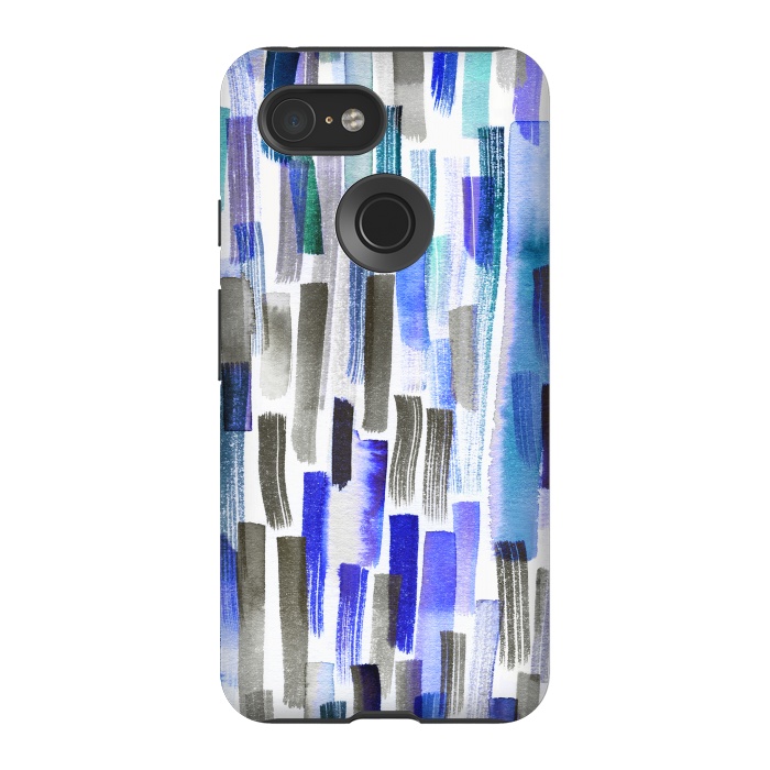Pixel 3 StrongFit Colorful Brushstrokes Blue by Ninola Design