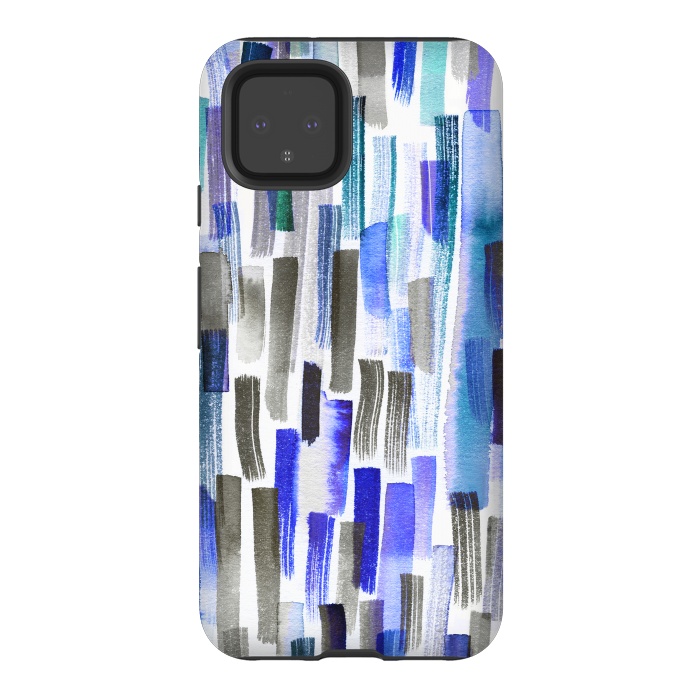 Pixel 4 StrongFit Colorful Brushstrokes Blue by Ninola Design