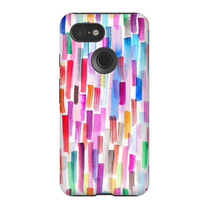 Pixel 3 StrongFit Colorful Brushstrokes  by Ninola Design