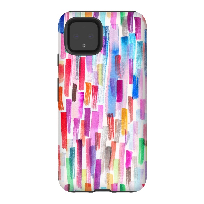Pixel 4 StrongFit Colorful Brushstrokes  by Ninola Design