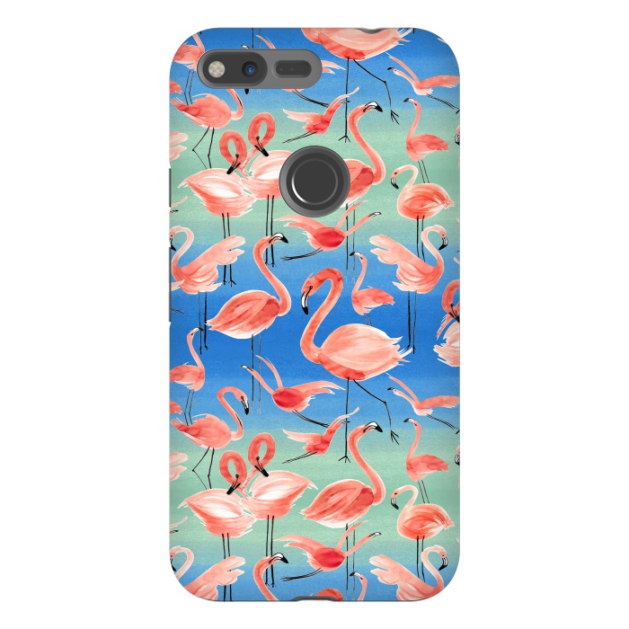 Pixel XL StrongFit Pink Flamingos by Ninola Design