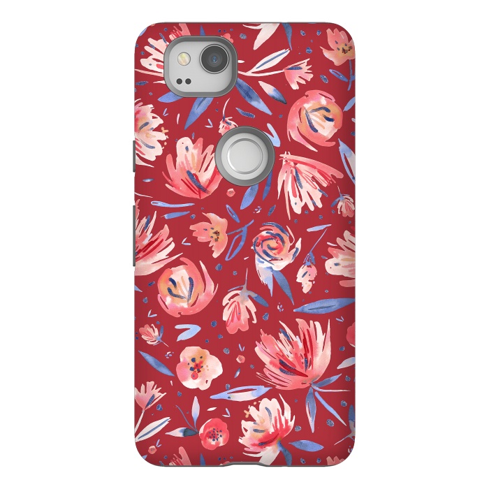 Pixel 2 StrongFit Festival Red Peonies by Ninola Design