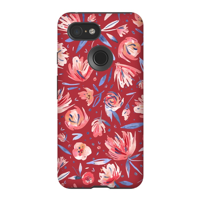 Pixel 3 StrongFit Festival Red Peonies by Ninola Design