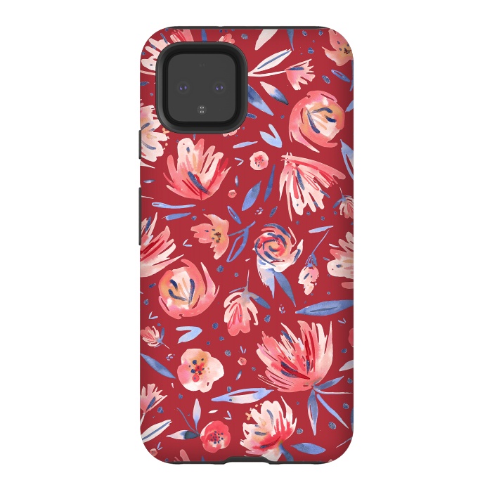 Pixel 4 StrongFit Festival Red Peonies by Ninola Design