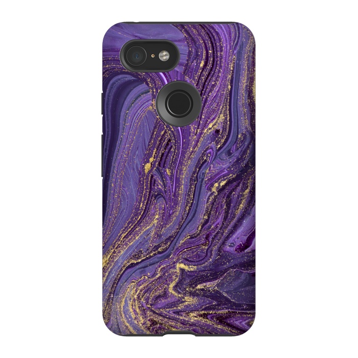 Pixel 3 StrongFit Purple and Gold Marble by ArtsCase
