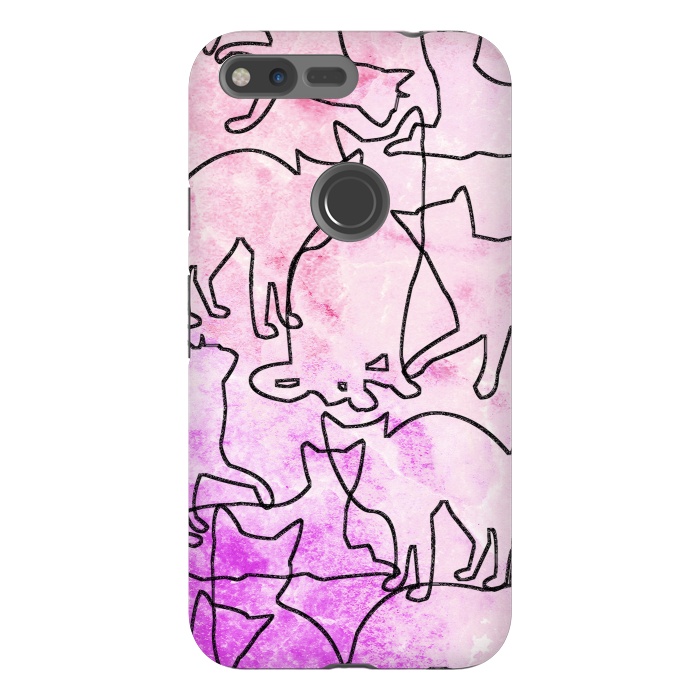 Pixel XL StrongFit Line art tangled cats by Oana 